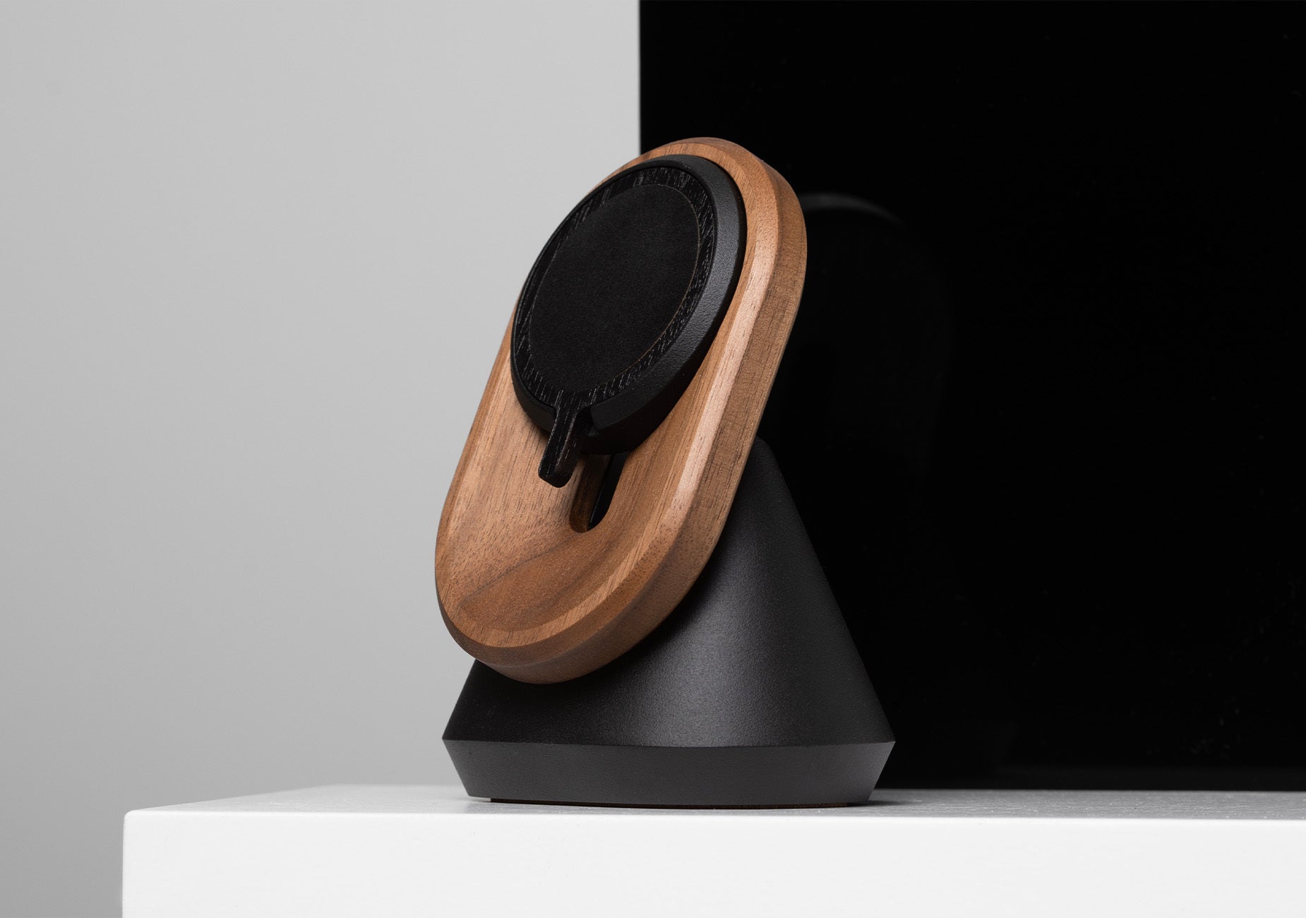 magsafe puck in walnut magsafe iphone stand | -
