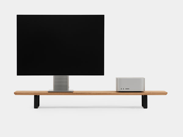 oak desk shelf with black legs - front | oak, black
