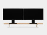 oak desk shelf with white legs - dual screen setup | oak, white