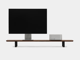 walnut desk shelf with black legs - front | walnut, black