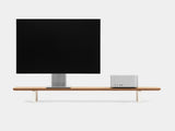 oak veneer desk shelf with white legs - front | oak veneer, white