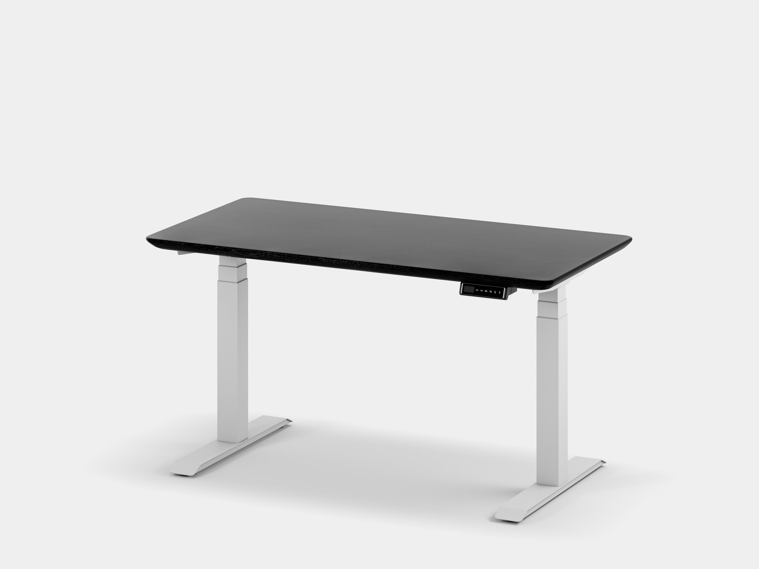oakywood black wooden standing desk touch with white legs | black, , white