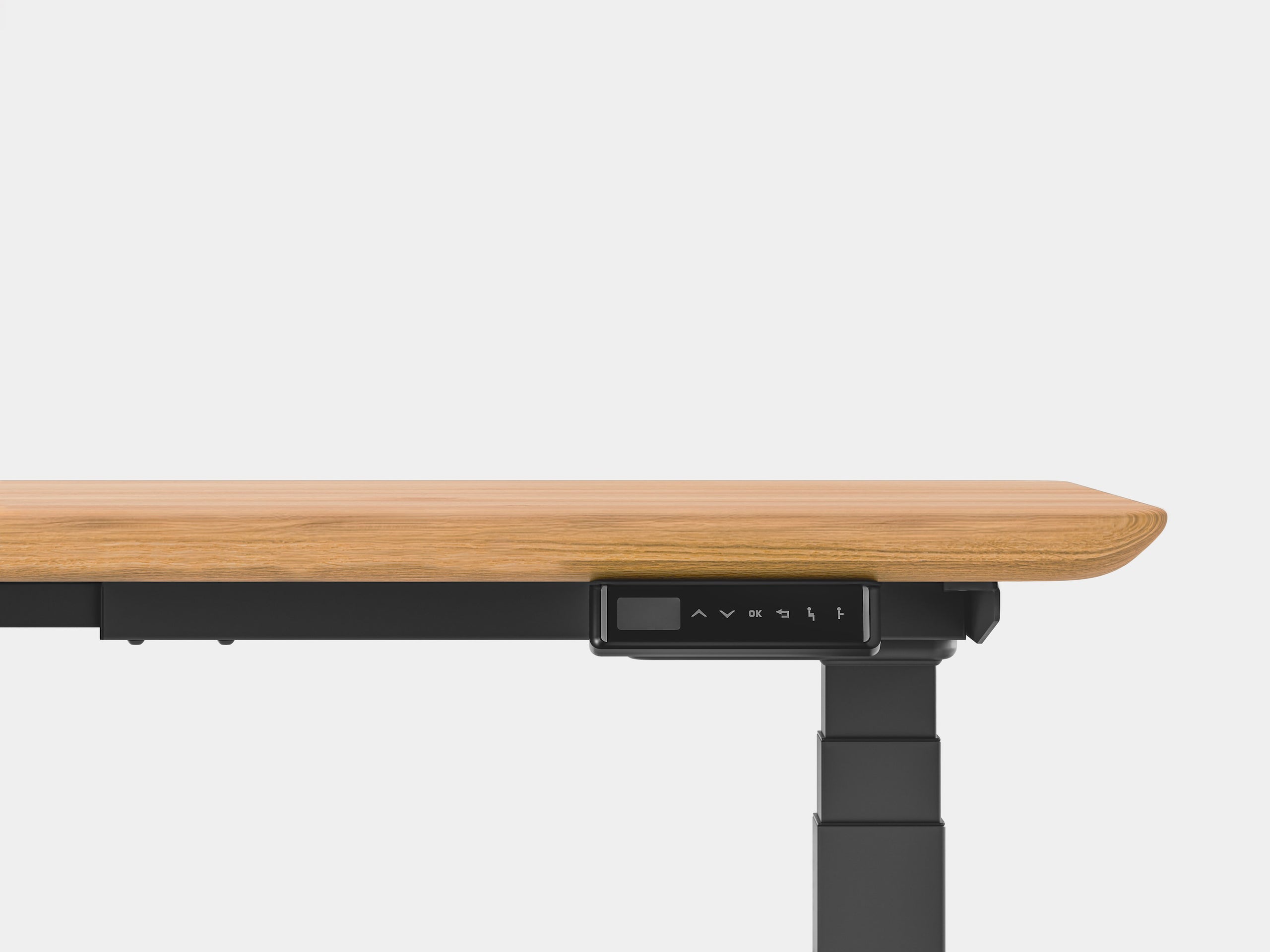 oakywood oak standing desk touch with black legs control panel | oak, , black
