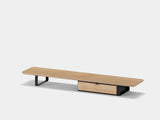 oakywood oak veneer desk shelf with black legs and single modular drawer | oak veneer, single drawer, black