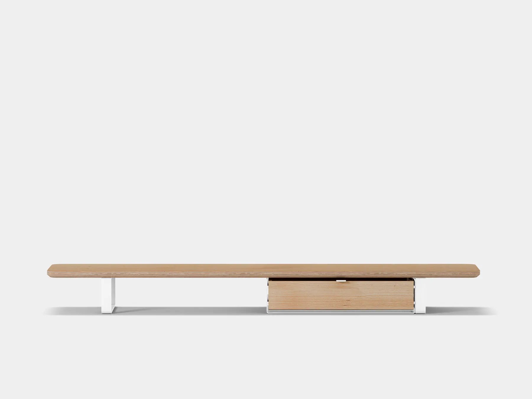 oakywood oak veneer desk shelf with white legs and single modular drawer | oak veneer, single drawer, white