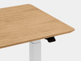 oak veneer oakywood standing desk pro with white legs closeup | oak veneer, , white