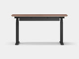 oakywood walnut veneer standing desk pro with black legs and cable management back view | walnut veneer, ,black