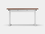 oakywood walnut veneer standing desk pro with white legs and cable management back view | walnut veneer, ,white
