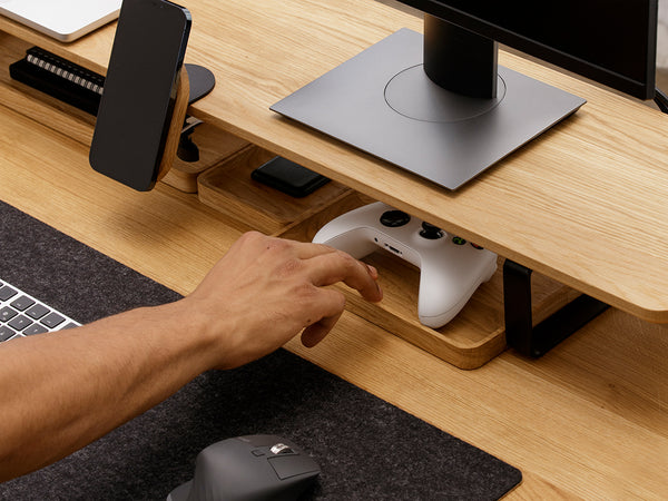 oakywood oak wooden tray desk setup | oak, 