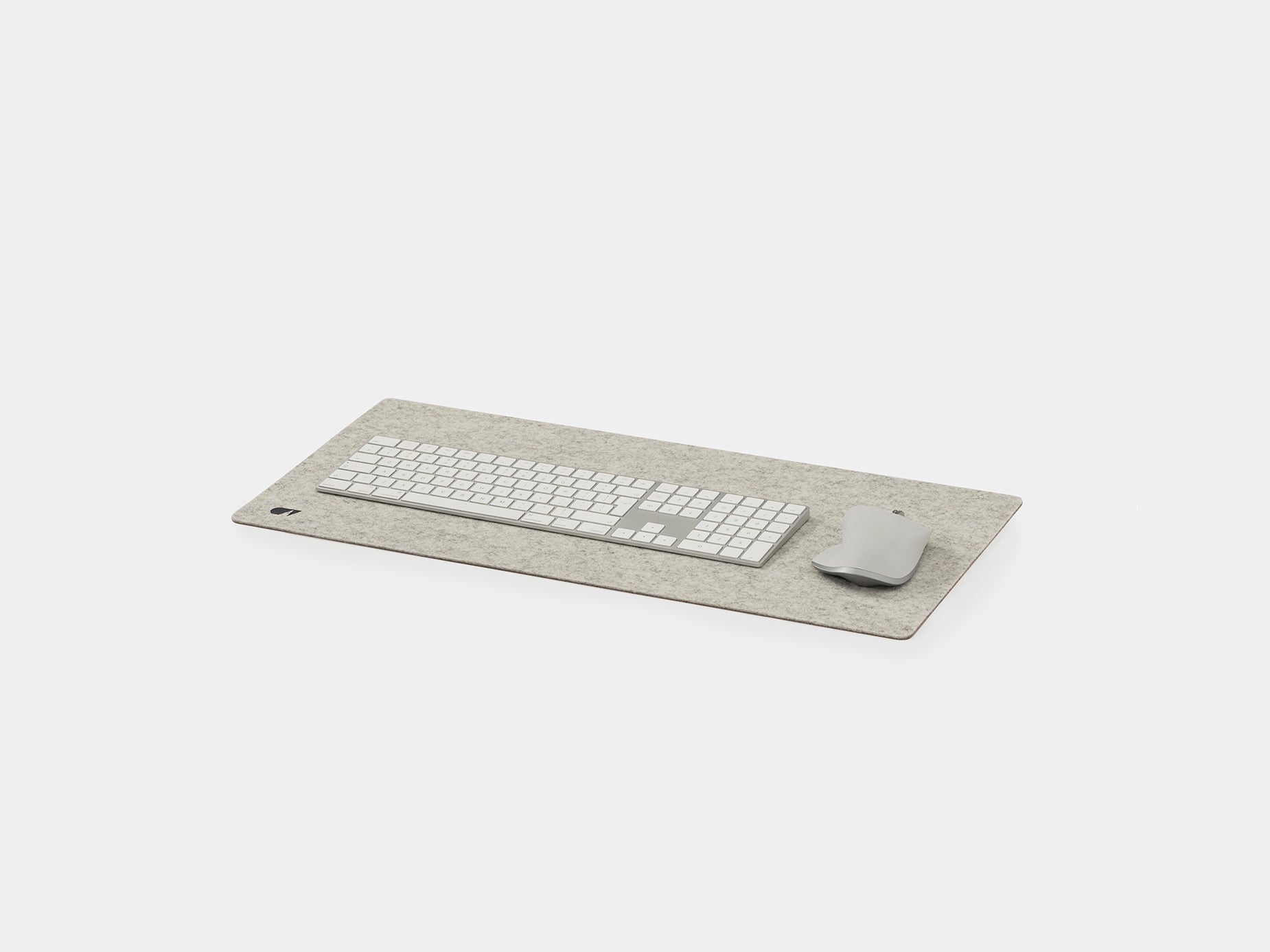 oakywood medium stone grey felt desk mat side view | stone grey, medium