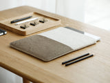 oakywood felt ipad case stone grey in use | -