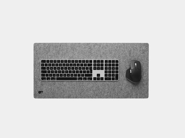 oakywood medium grey felt desk mat top view | grey, medium