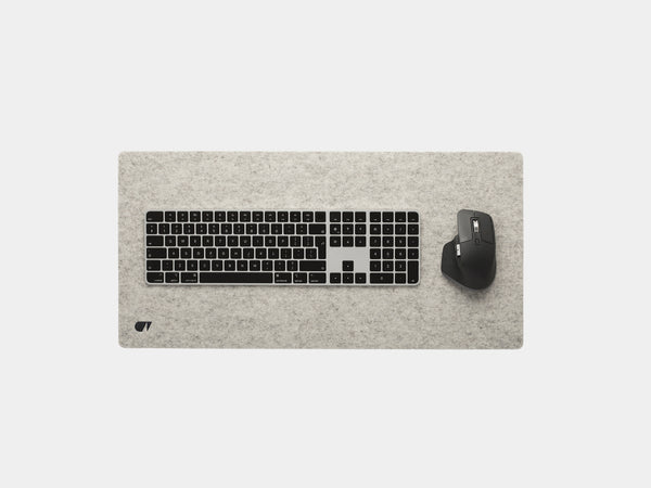 oakywood medium stone grey felt desk mat top view | stone grey, medium