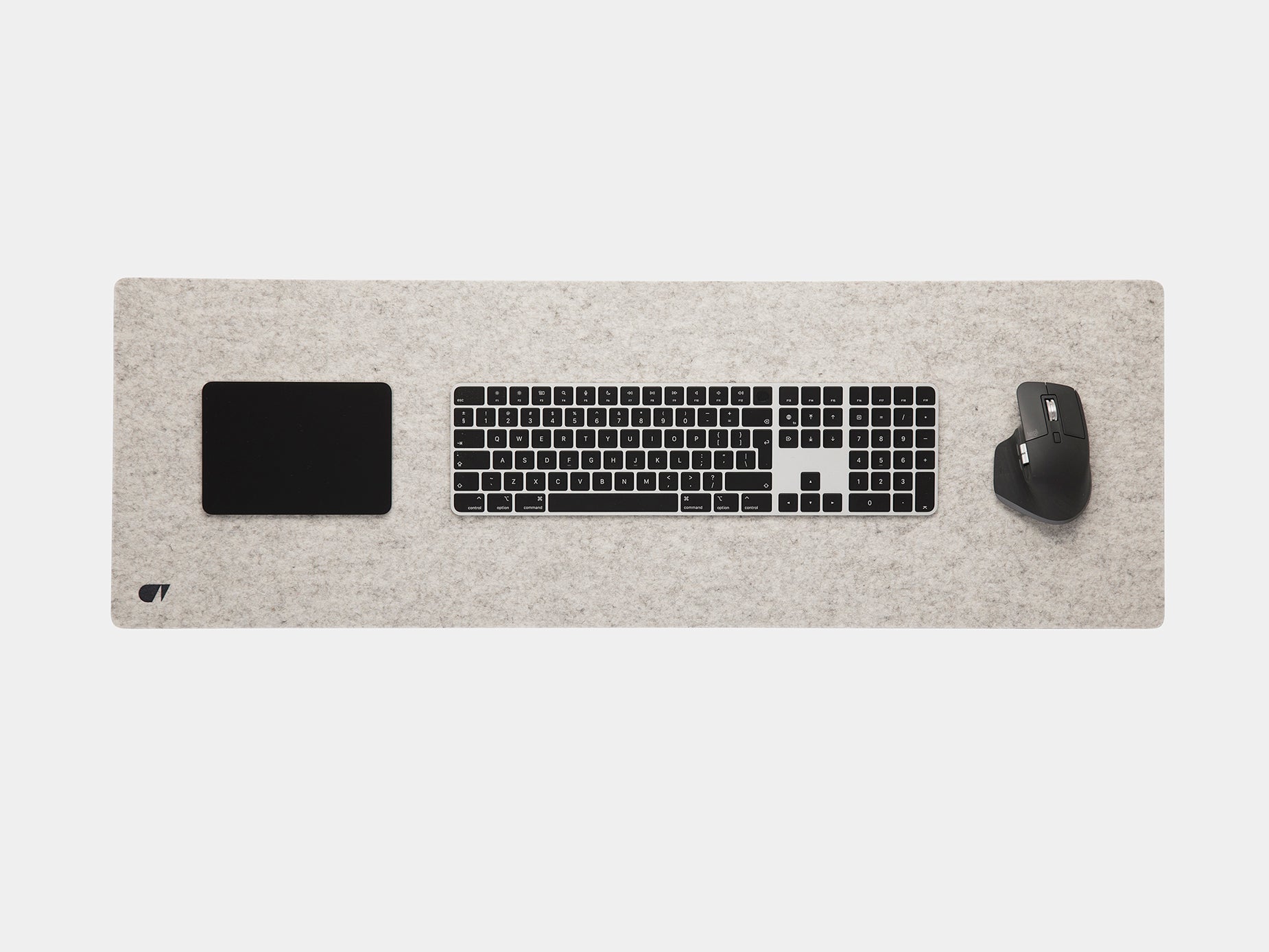 oakywood large stone grey felt desk mat top view | stone grey, large